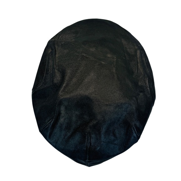 Wilson Leather Newsboy Flat Cap Ivy Driver Hat Black Genuine Leather L Vtg Biker - Picture 5 of 7